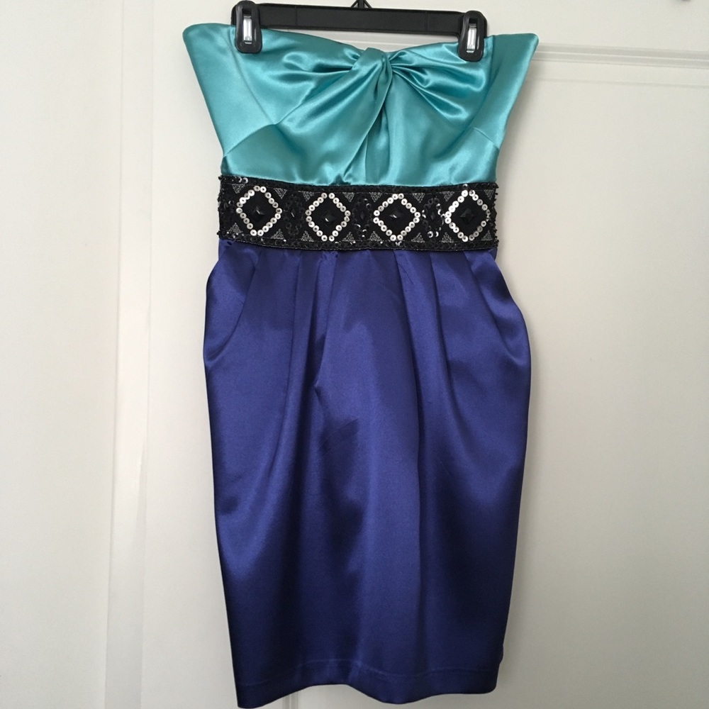 Strapless Dress with Beaded Belt Tie